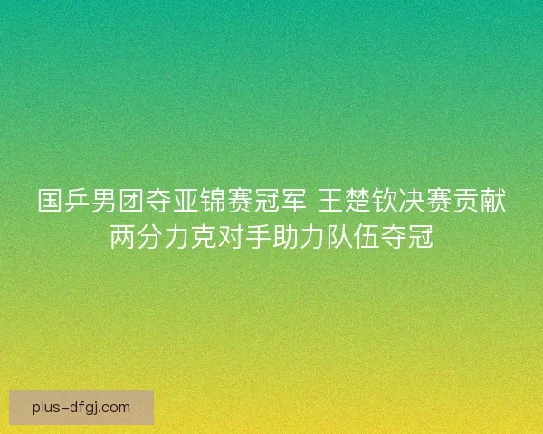 国乒男团夺亚锦赛冠军 王楚钦决赛贡献两分力克对手助力队伍夺冠